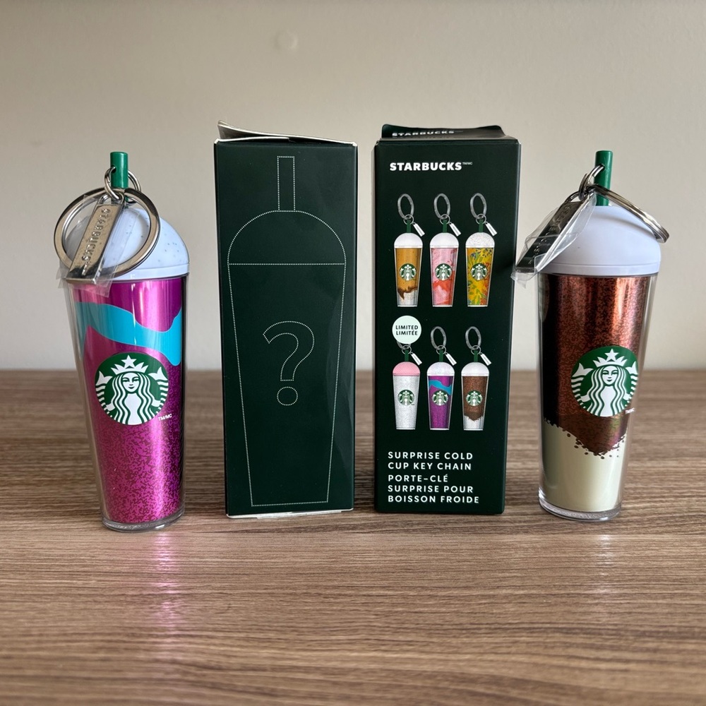 Starbucks (new release) Glittery Pink and Brown Cup Keychains
